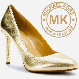 MICHAEL KORS NEW Leather High Heels Pumps Gold Shoes – Size 8